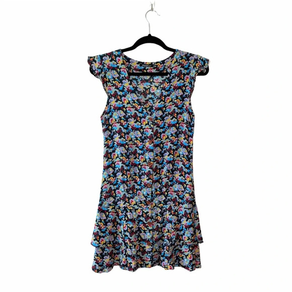 Atmosphere Black & Multicolor Ditsy Floral Print Ruffle Mini Dress 8 Women’s - Picture 11 of 11